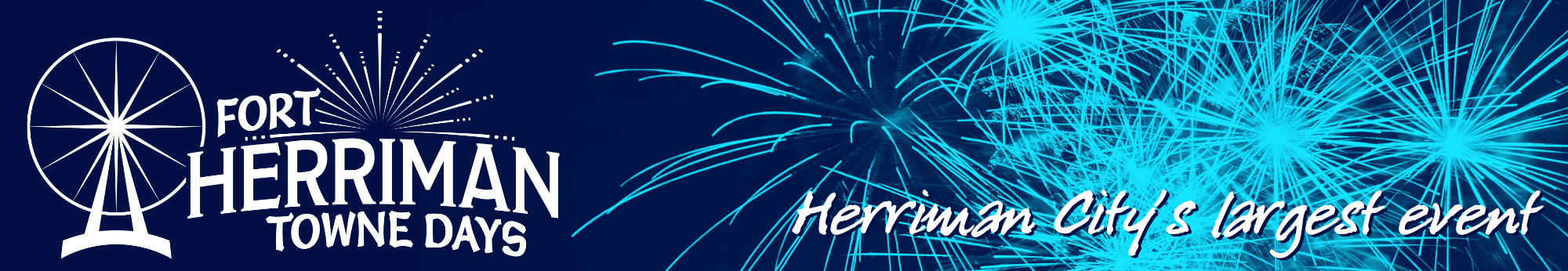 Towne Days Header with fireworks and the towne days logo