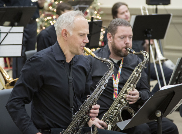 Saxophone players in the Herriman Jazz Project perform at the Night of Lights event in December 2022.