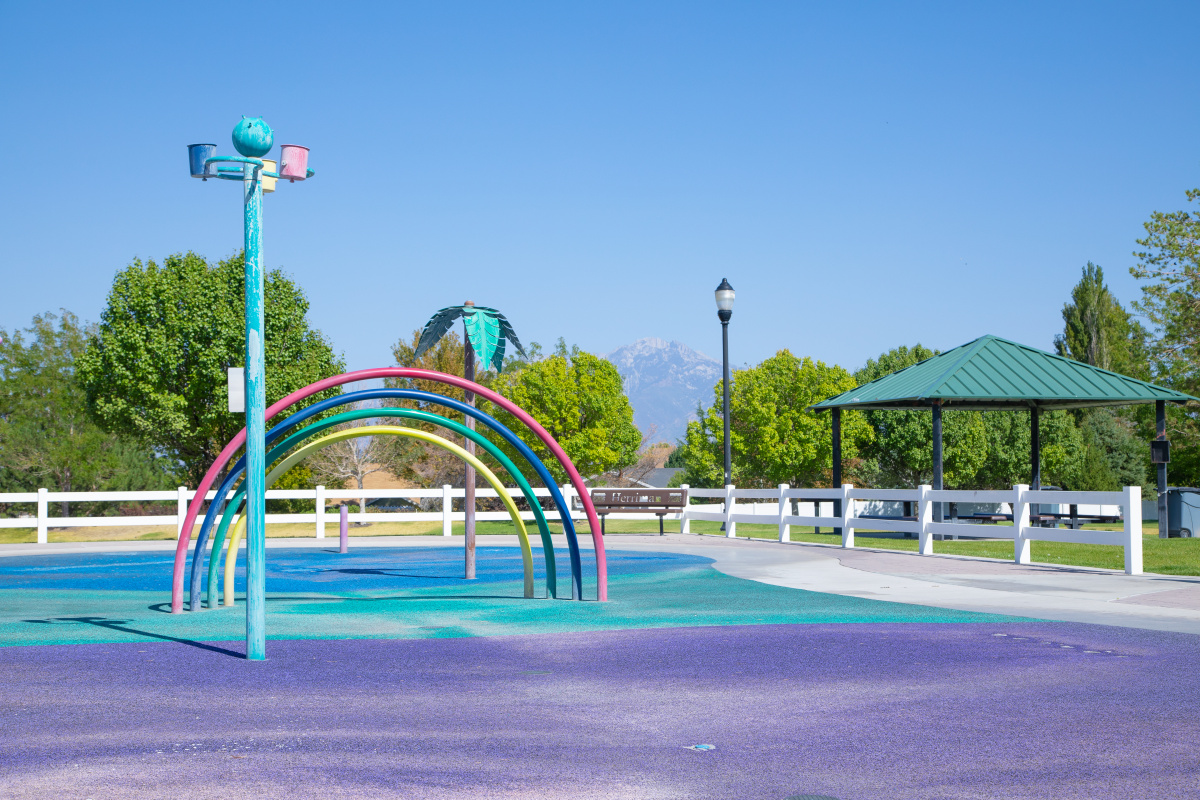 Rosecrest Splash Pad park in Herriman City